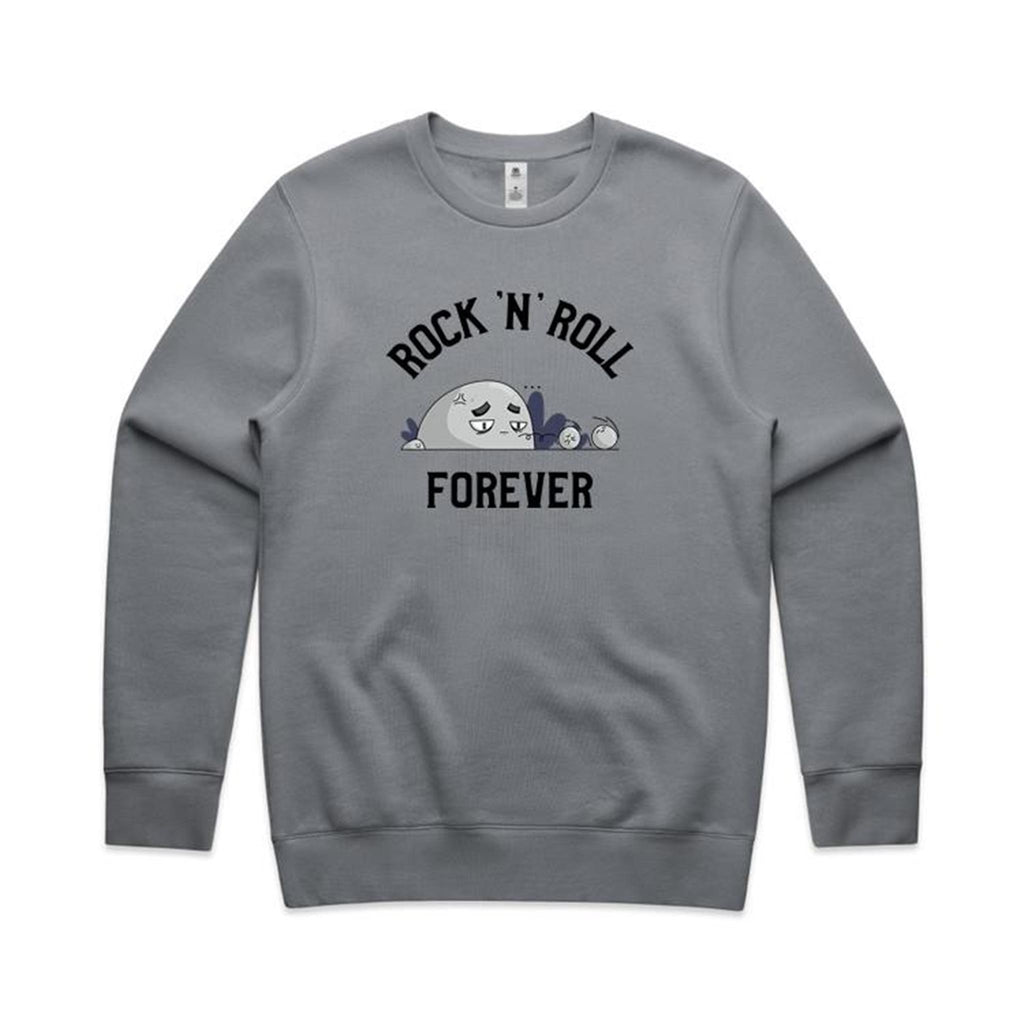 Rock And Roll Forever - AS Colour Stencil Crew Gravel Sweatshirt Music Printed In Australia