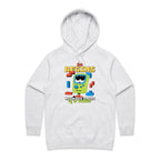 Fun Begins With The Press Of A Button - Womens Hoodie White Marle Womens Hoodie Games Printed In Australia