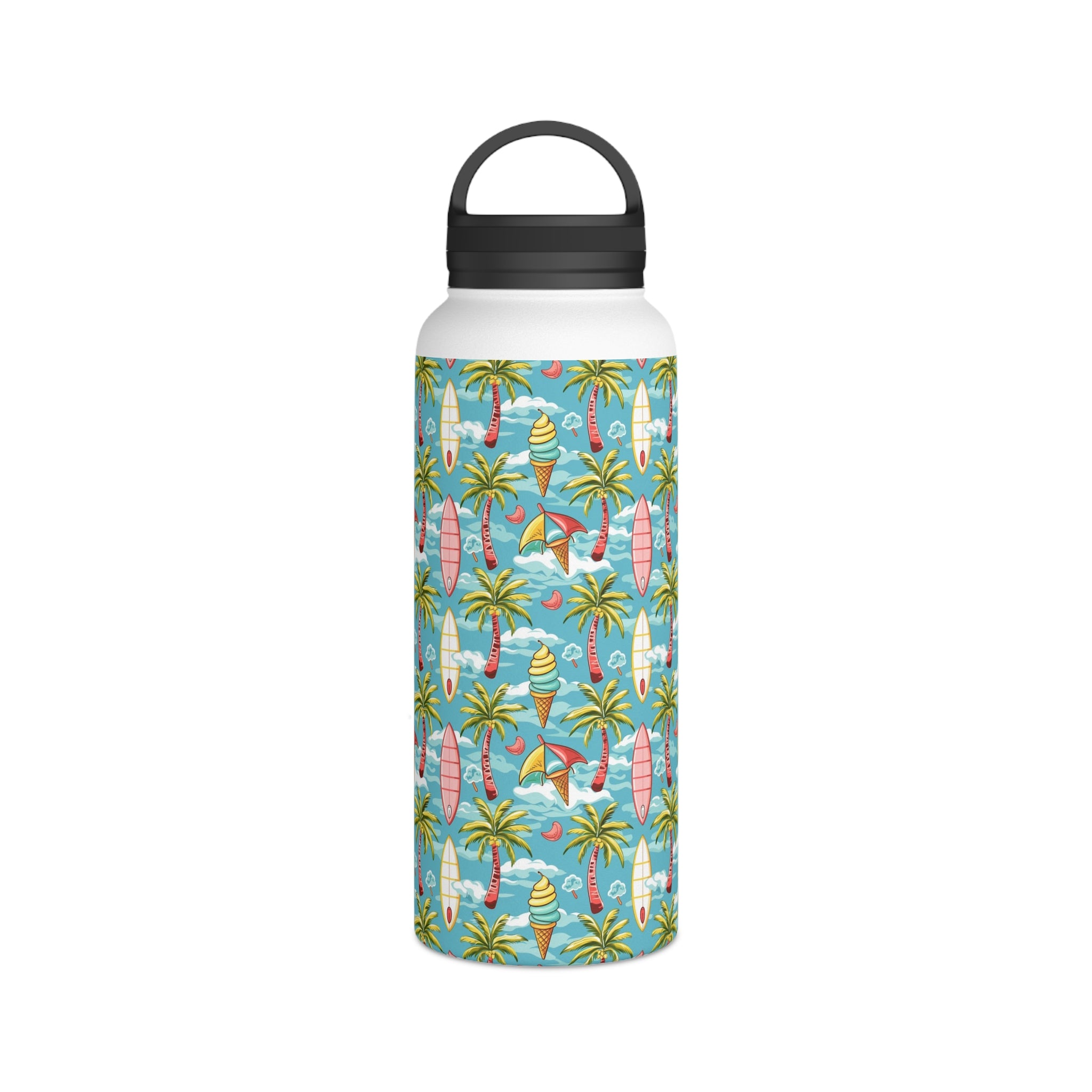 Summer Surf - Stainless Steel Water Bottle, Handle Lid Stainless Steel Water Bottle With Handle Lid Globally Fulfilled Summer Surf