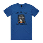 Frazzled Cat, Hang On Let Me Overthink This Men's AS Colour T-shirt Bright Royal Mens T-shirt animal Printed In Australia
