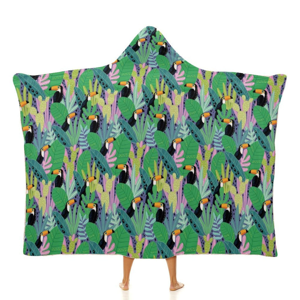 Bright Toucan Kids Hooded Blanket 100cm x 130cm white 40"×50" Kids Hooded Blanket animal Printed Offshore