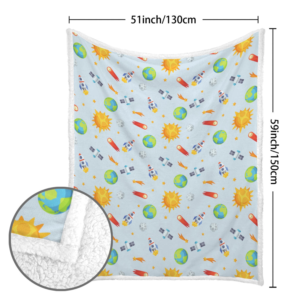 Busy Space - Double-Layer Fleece Blanket 51"x59"