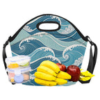 Ocean Waves Neoprene Lunch Bag/Large (Model 1669) Neoprene Lunch Bag Ocean Printed Offshore