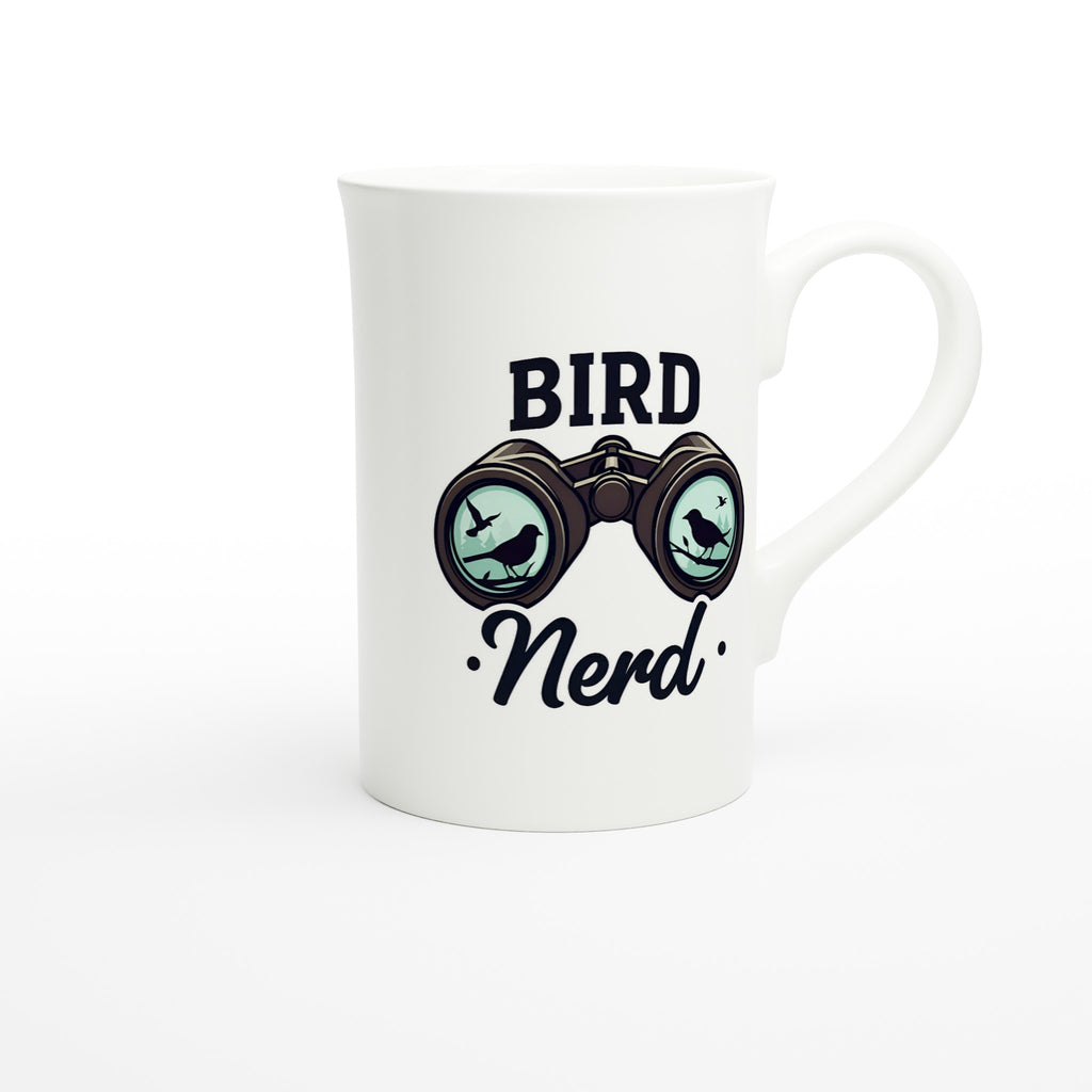 Bird Nerd - White 10oz Porcelain Slim Mug Porcelain Mug Globally Fulfilled
