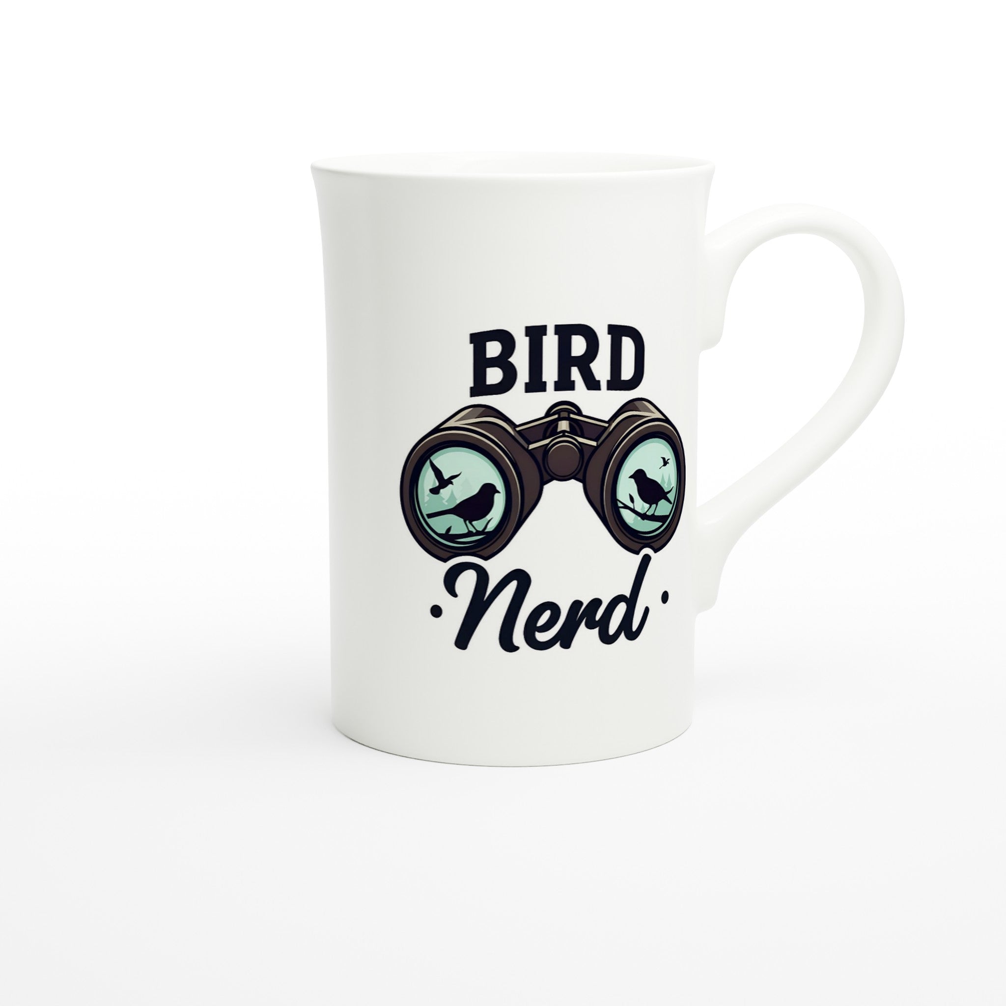 Bird Nerd - White 10oz Porcelain Slim Mug Porcelain Mug Globally Fulfilled