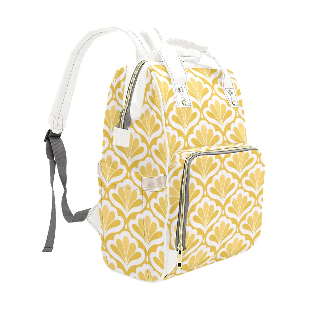 Yellow Pattern - Multi-Function Backpack, Nappy / Diaper Bag