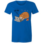 Cat Laptop, I'm OK - Womens T-shirt Bright Royal Womens T-shirt animal Printed In Australia