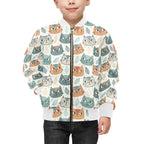 Cute Cat Faces Kids Bomber Jacket Kids Bomber Jacket animal Printed Offshore