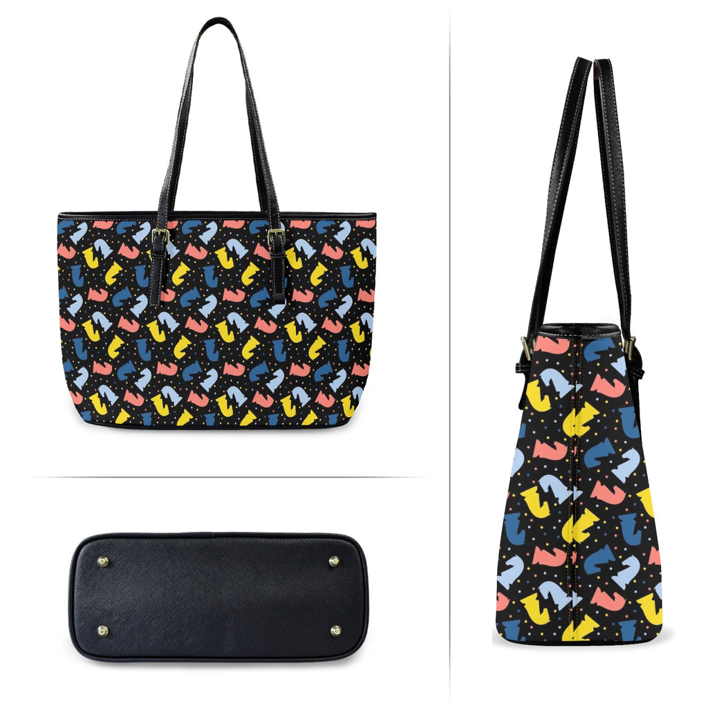 Colourful Chess PU Leather Tote Bag Large