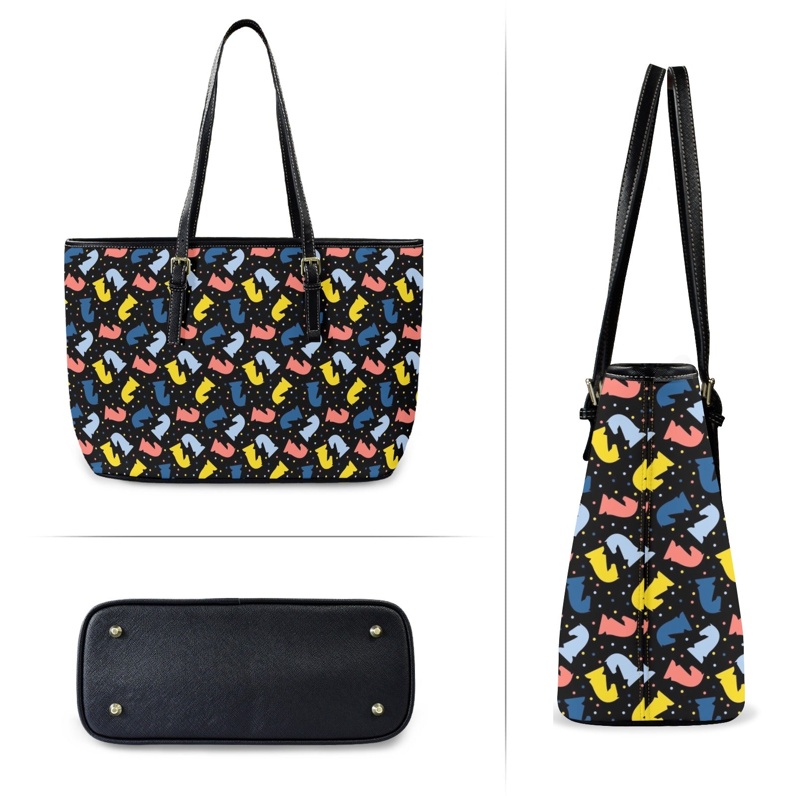 Colourful Chess PU Leather Tote Bag Large
