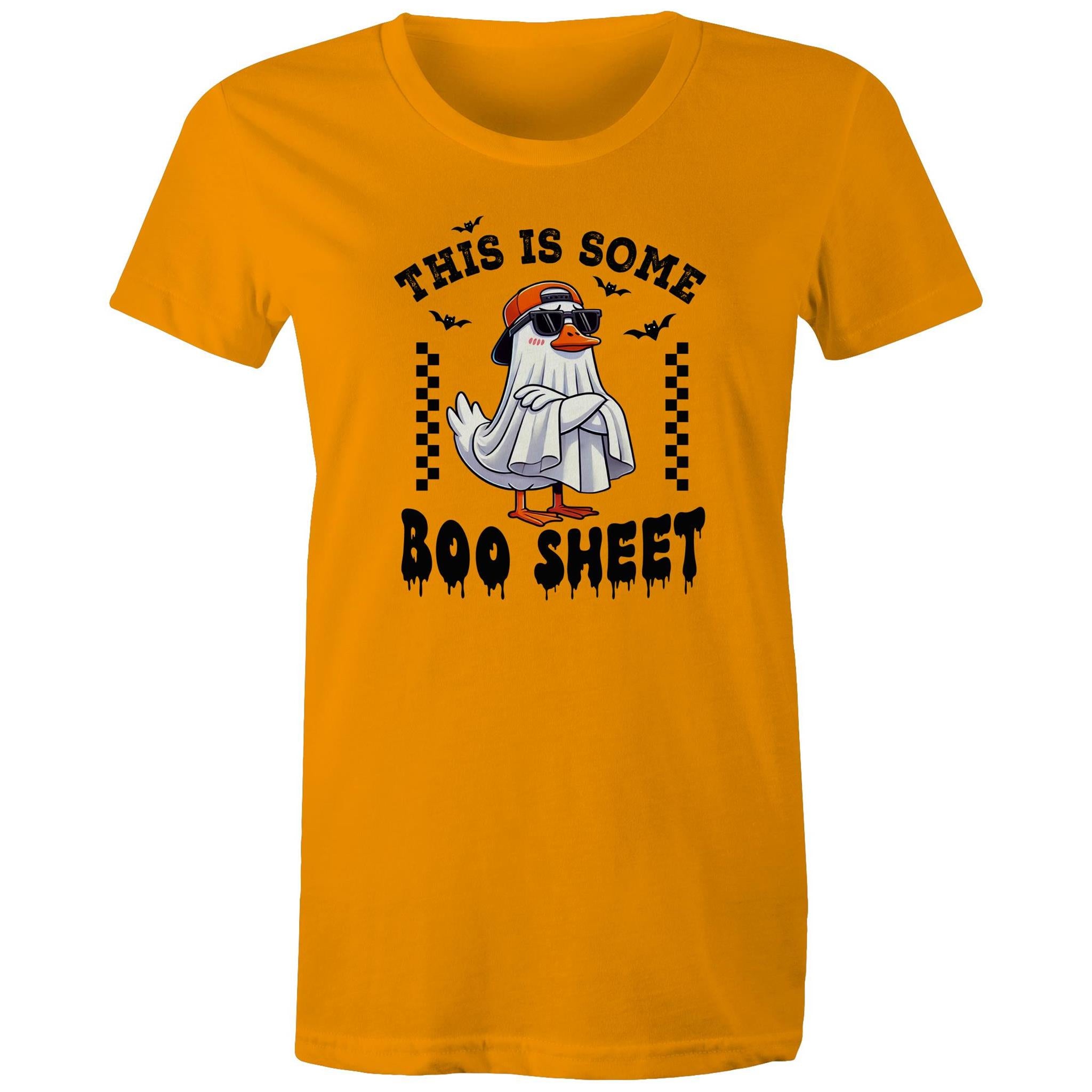 This Is Some Boo Sheet, Halloween - Womens T-shirt Orange Womens T-shirt Halloween Printed In Australia