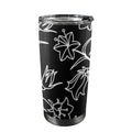 Black And White Floral 20oz Mobile Tumbler with Lid (Black Lock) One Size 20oz Travel Mug Plants Printed Offshore