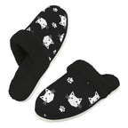 Geometric Cat Faces Men's Fur Trim Thick-Sole Indoor Slippers 2XL Men's Fur Trimmed Slippers animal Printed Offshore