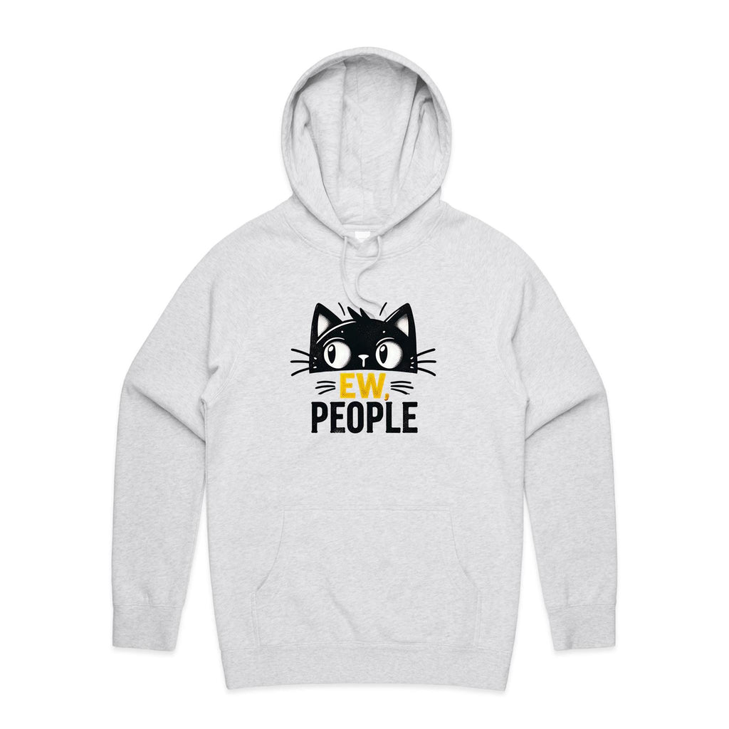 Ew People, Cat - Mens Hoodie White Marle Mens Hoodie animal Printed In Australia