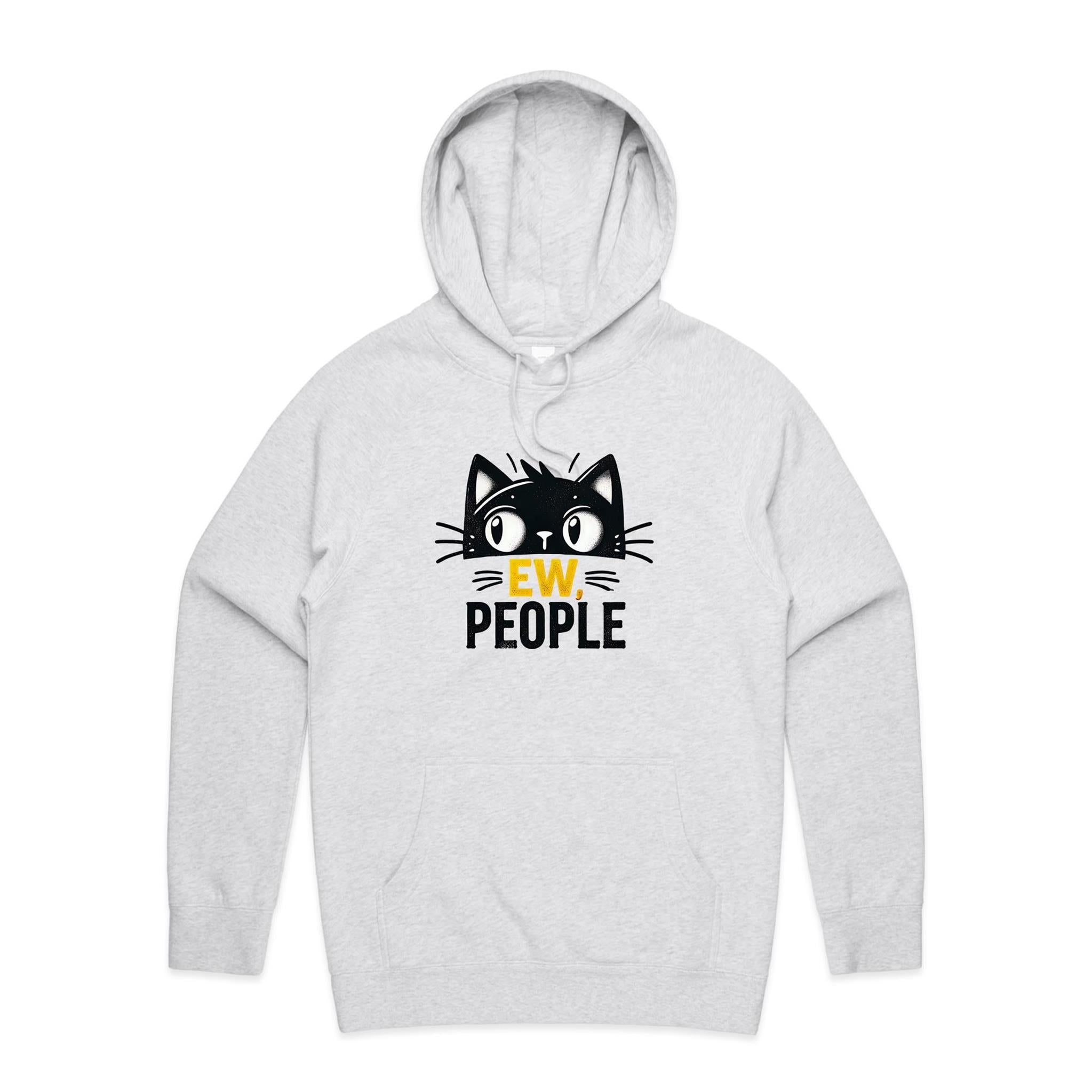 Ew People, Cat - Mens Hoodie White Marle Mens Hoodie animal Printed In Australia