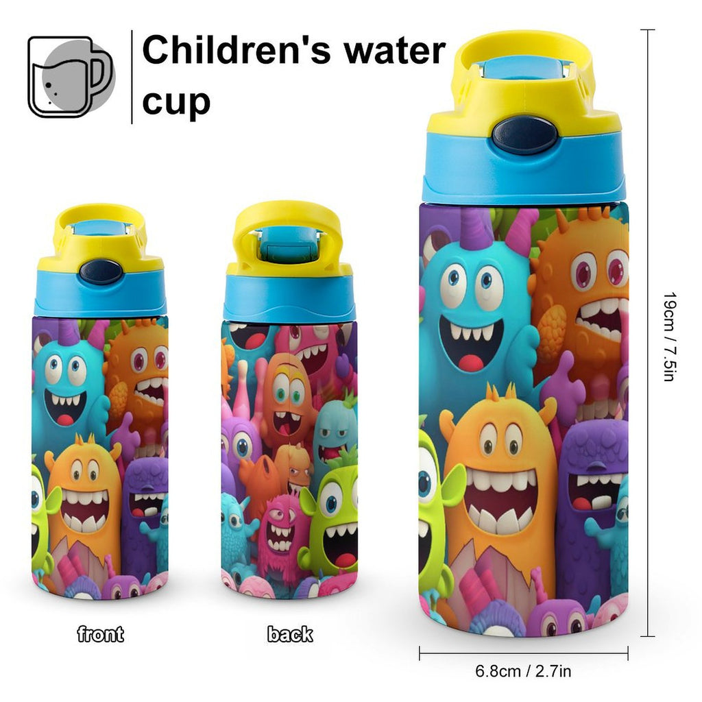 Crazy Colourful Monsters - Little Kids Water Bottle Little Kids Water Bottle Printed Offshore Sci Fi