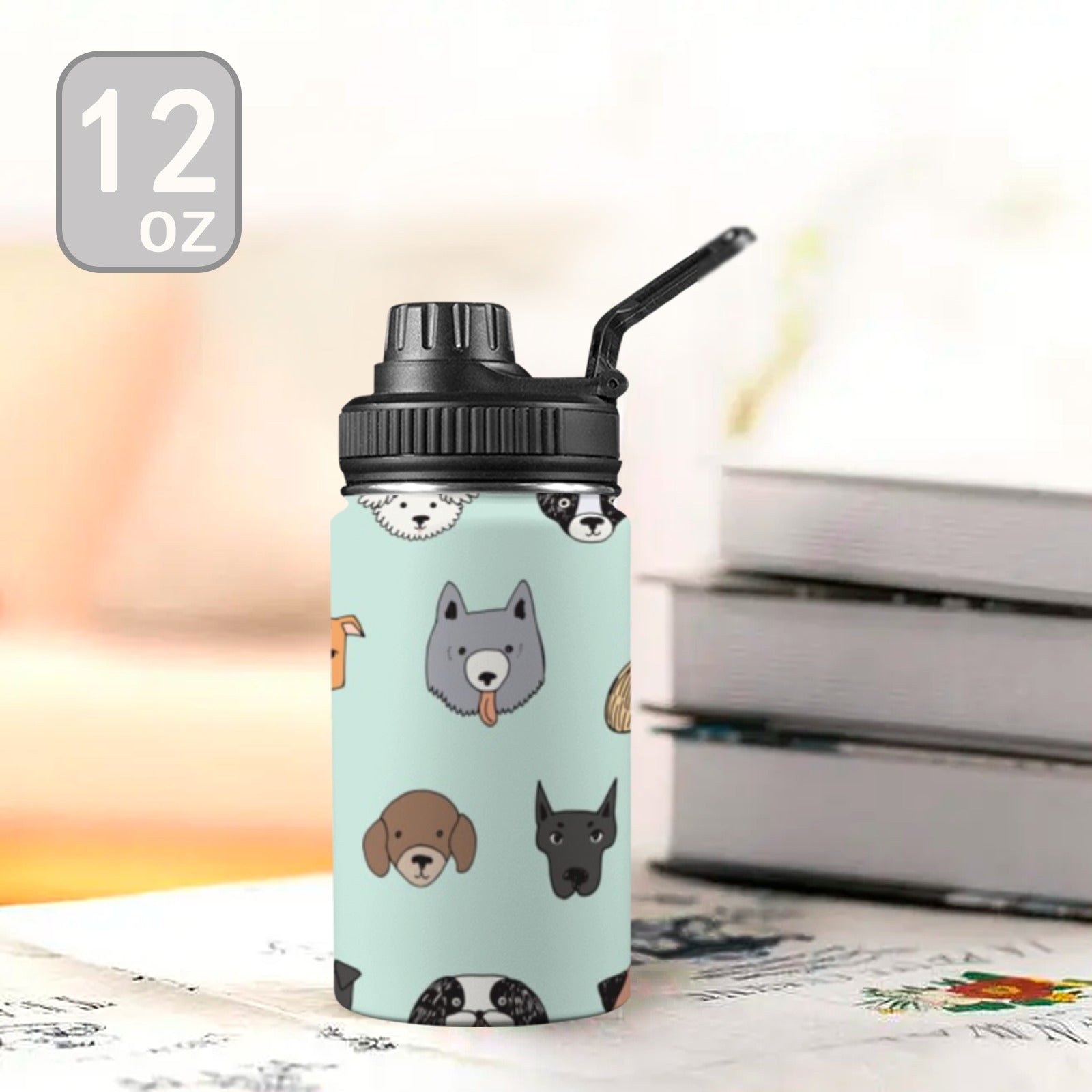Funny Dogs Kids Water Bottle with Chug Lid (12 oz) Kids Water Bottle with Chug Lid animal Printed Offshore