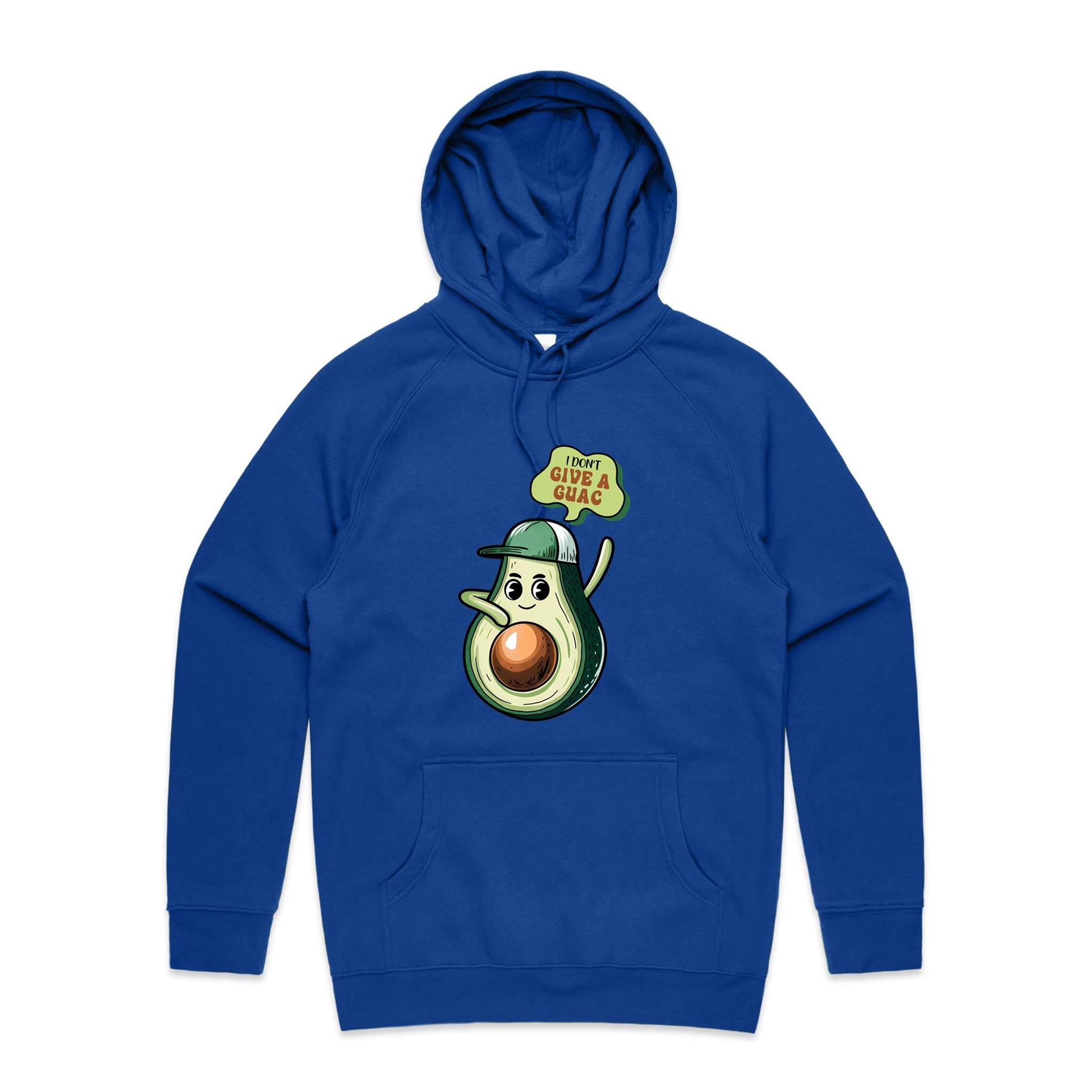 I Don't Give A Quac, Avocado - Mens Hoodie Bright Royal Mens Hoodie Food Printed In Australia