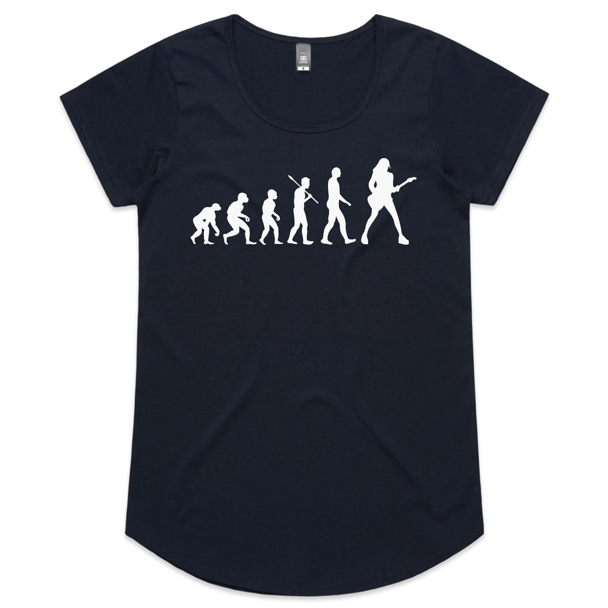 Guitarist Evolution - Womens Scoop Neck T-Shirt Navy