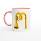 Personalised - Trumpet Initials - White 11oz Ceramic Mug with Color Inside Ceramic Pink Personalised 11oz Mug customise Globally Fulfilled Music Name personalise