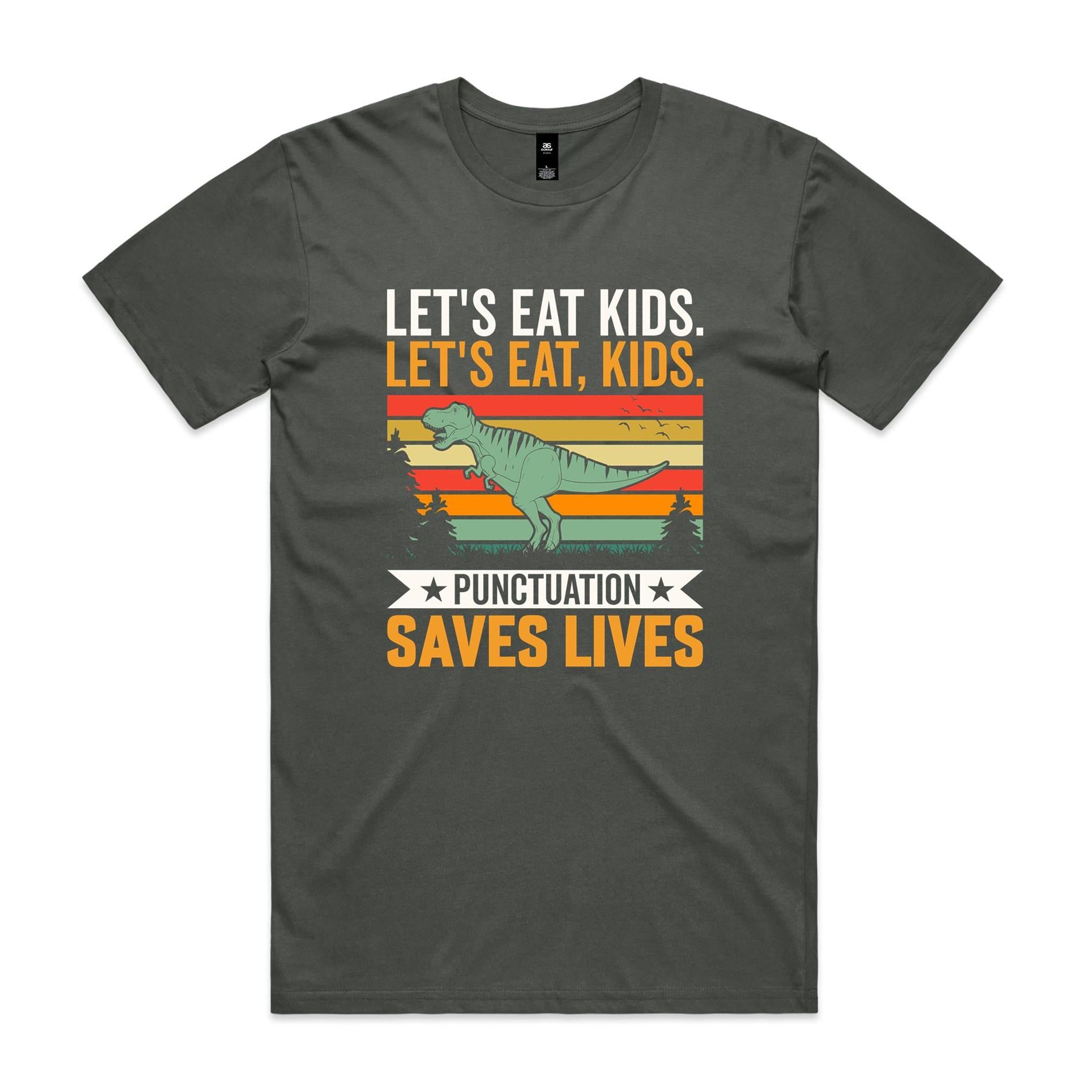 Punctuation Saves Lives, Dinosaur Men's AS Colour T-shirt