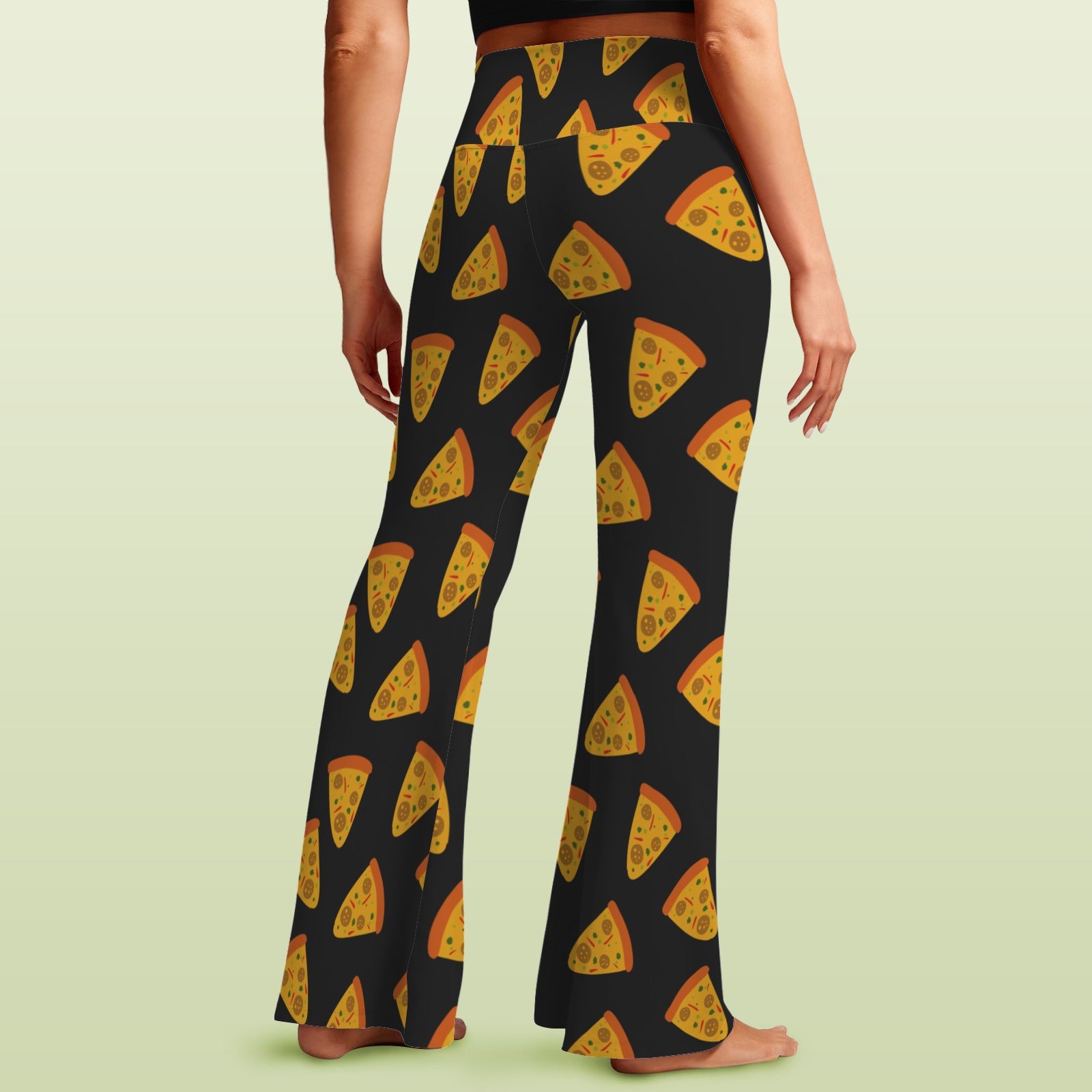 Pizzas High Waist Crossover Tummy Control Flare Leggings High Waist Flare Leggings Food Printed Offshore