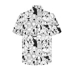 Black And White Dogs Men's Short Sleeve Hawaiian Shirt Men's Hawaiian Shirt (New) animal Printed Offshore