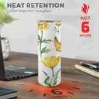 Yellow Flower Watercolour 20oz Tall Skinny Tumbler with Lid and Straw