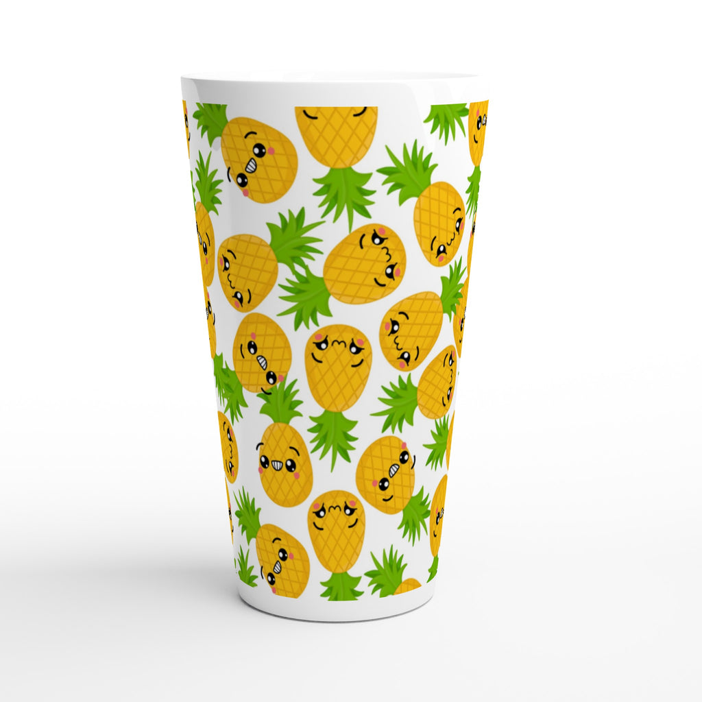 Cool Pineapples - White Latte 17oz Ceramic Mug Latte Mug food Globally Fulfilled