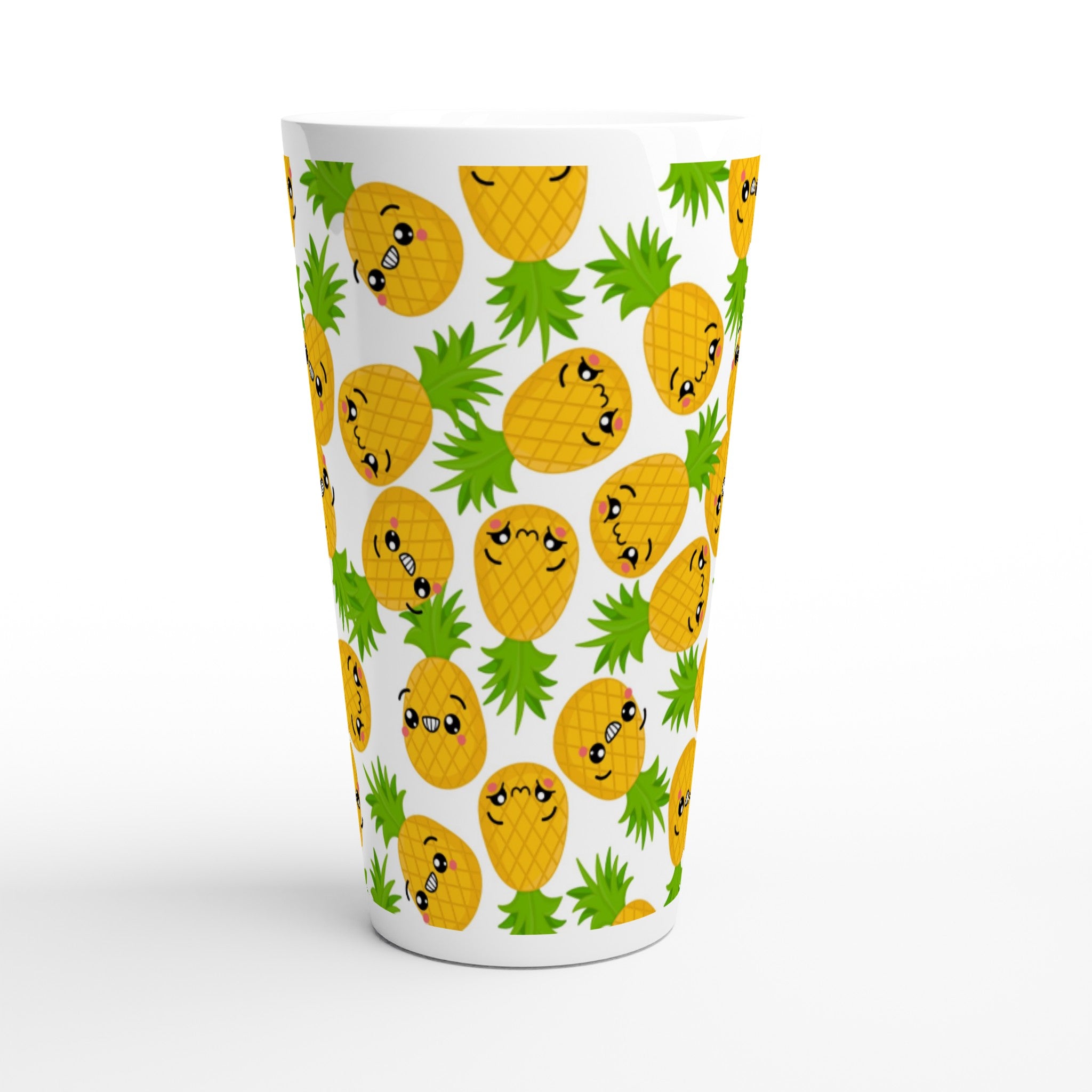 Cool Pineapples - White Latte 17oz Ceramic Mug Latte Mug food Globally Fulfilled