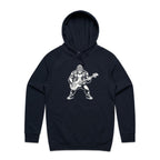Gorilla Bass Player Men's AS Colour Hoodie Navy Mens Hoodie animal Music Printed In Australia