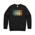 Guitar Headstocks AS Colour Stencil Crew Sweatshirt Unisex Black Sweatshirt Music Printed In Australia
