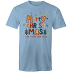 Merry Christmas And Happy New Year - Mens T-Shirt Carolina Blue Mens Christmas T-shirt Christmas Printed In Australia