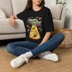 UFO Cat Abduction Unisex T-Shirt Black Unisex Adult T-shirt animal Globally Fulfilled Sci Fi