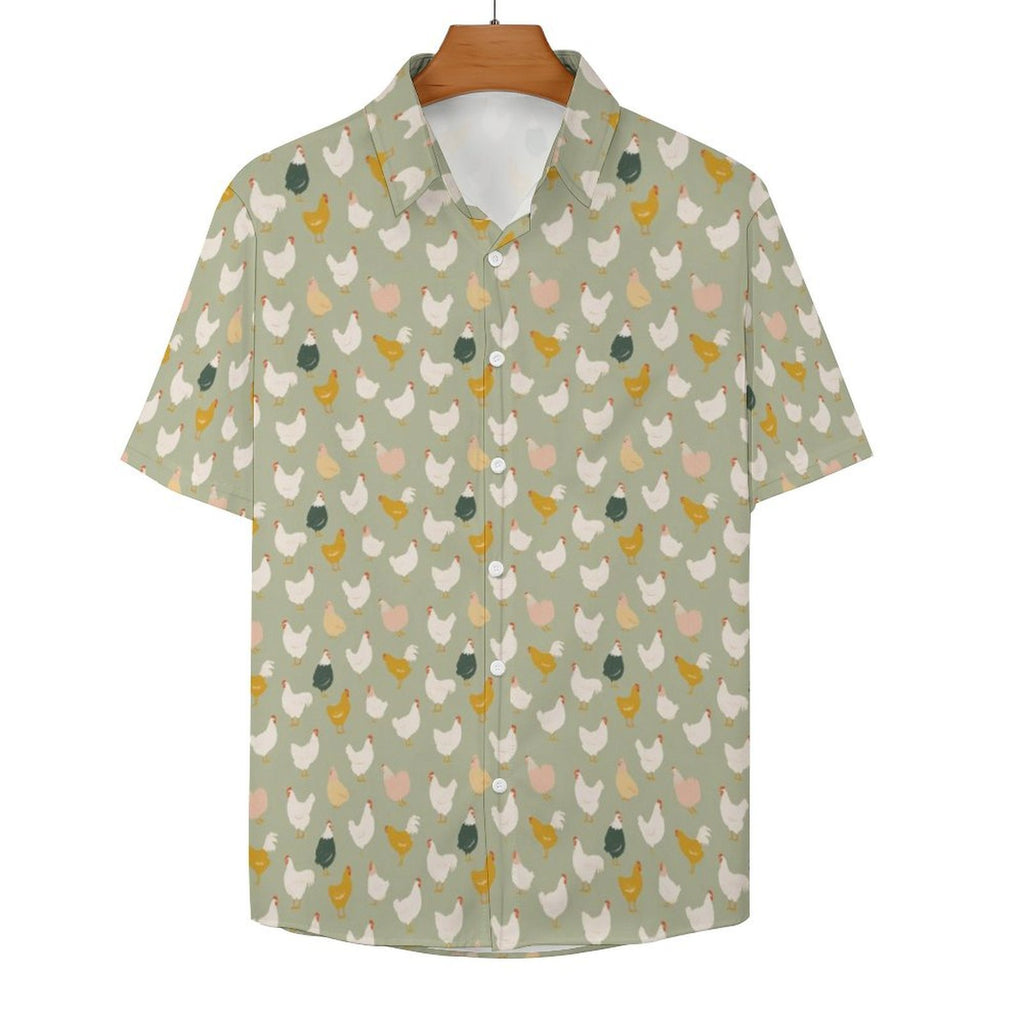 Chicken Life Women's Collared Pocketless Short Sleeve Shirt