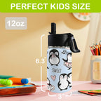 Penguin Love 12oz Kids Water Bottle with Straw Lid