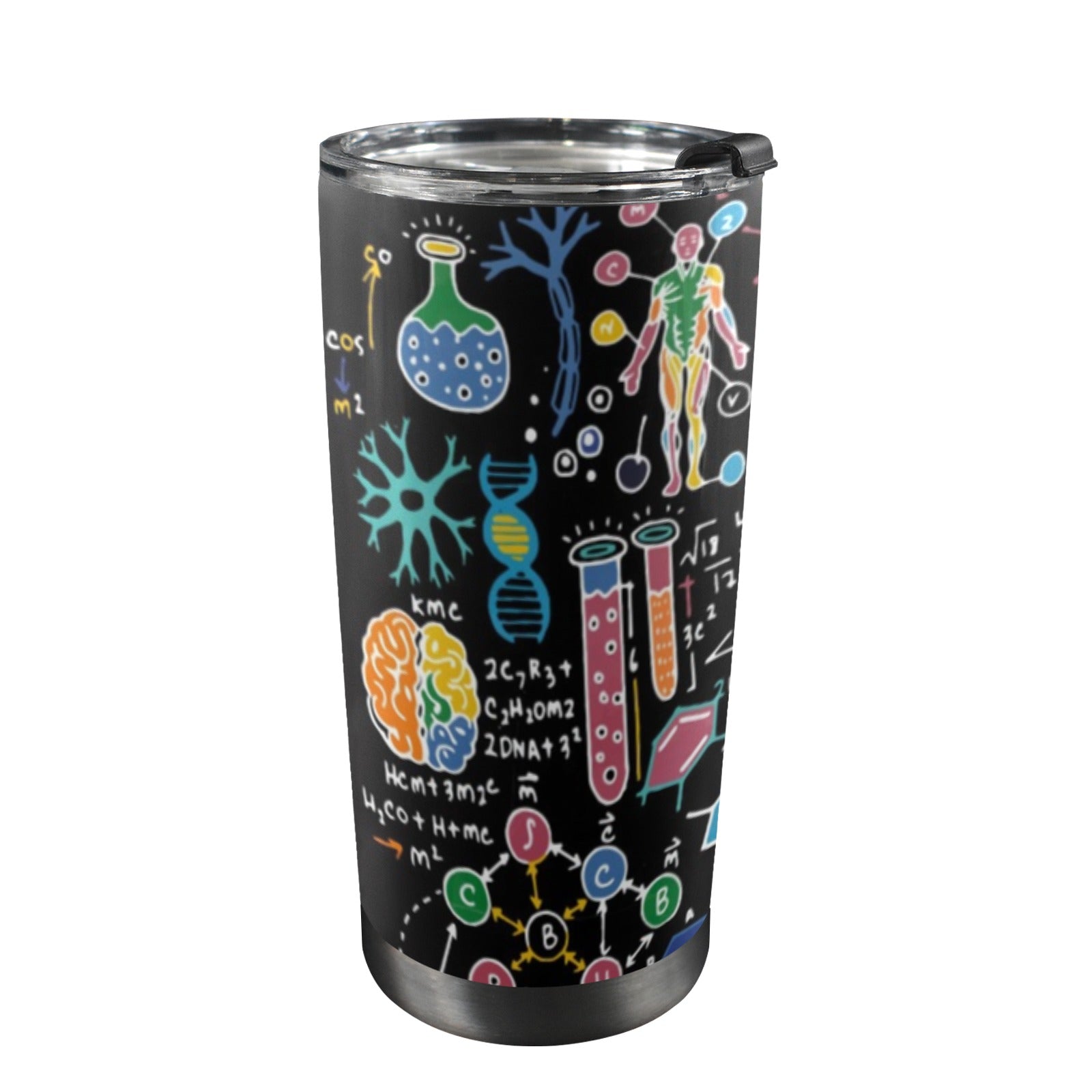 Science Time Blackboard - 20oz Mobile Tumbler with Lid (Black Lock) One Size 20oz Travel Mug Printed Offshore Science