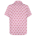 Pink Doughnut Stripes Women's Short-Sleeve Button Up Shirt Women's Short-Sleeve Button Up Shirt Food Printed Offshore