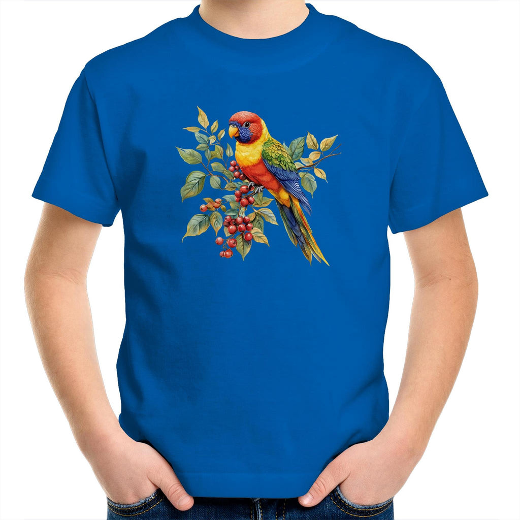 Lorikeet, Australian Birds - Kids Youth T-shirt Bright Royal Kids Youth T-shirt animal Printed In Australia