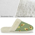 Avocado Characters Women's Fur Trim Thick-Sole Indoor Slippers Women's Fur Trimmed Slippers Food Printed Offshore