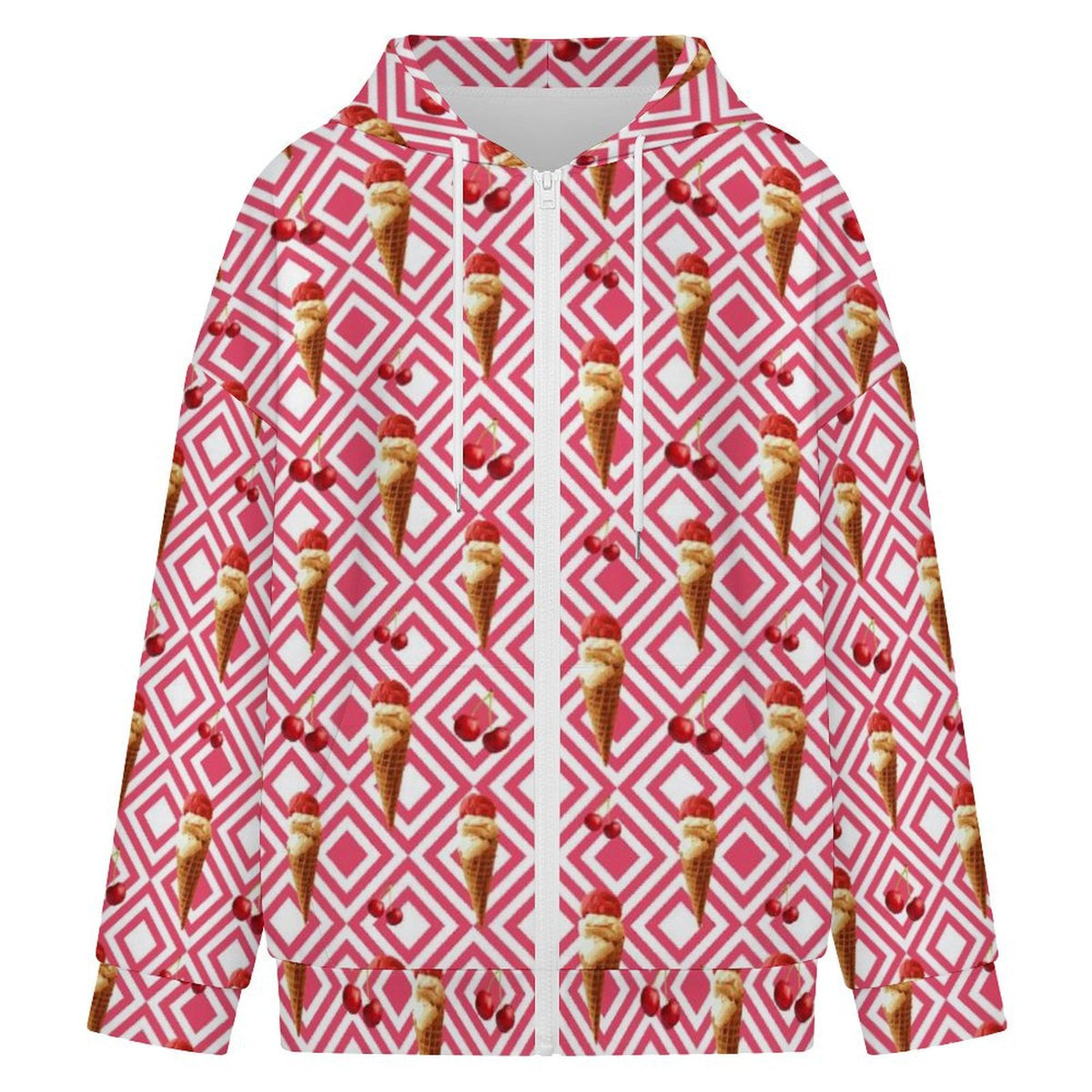 Cherry Ice-Cream Women's Full-Zip Hoodie