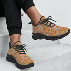 Orange Retro Floral Women's Twisted Sole Sneakers
