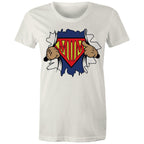 Super Mum - Womens T-shirt Natural Womens T-shirt comic Mum Printed In Australia