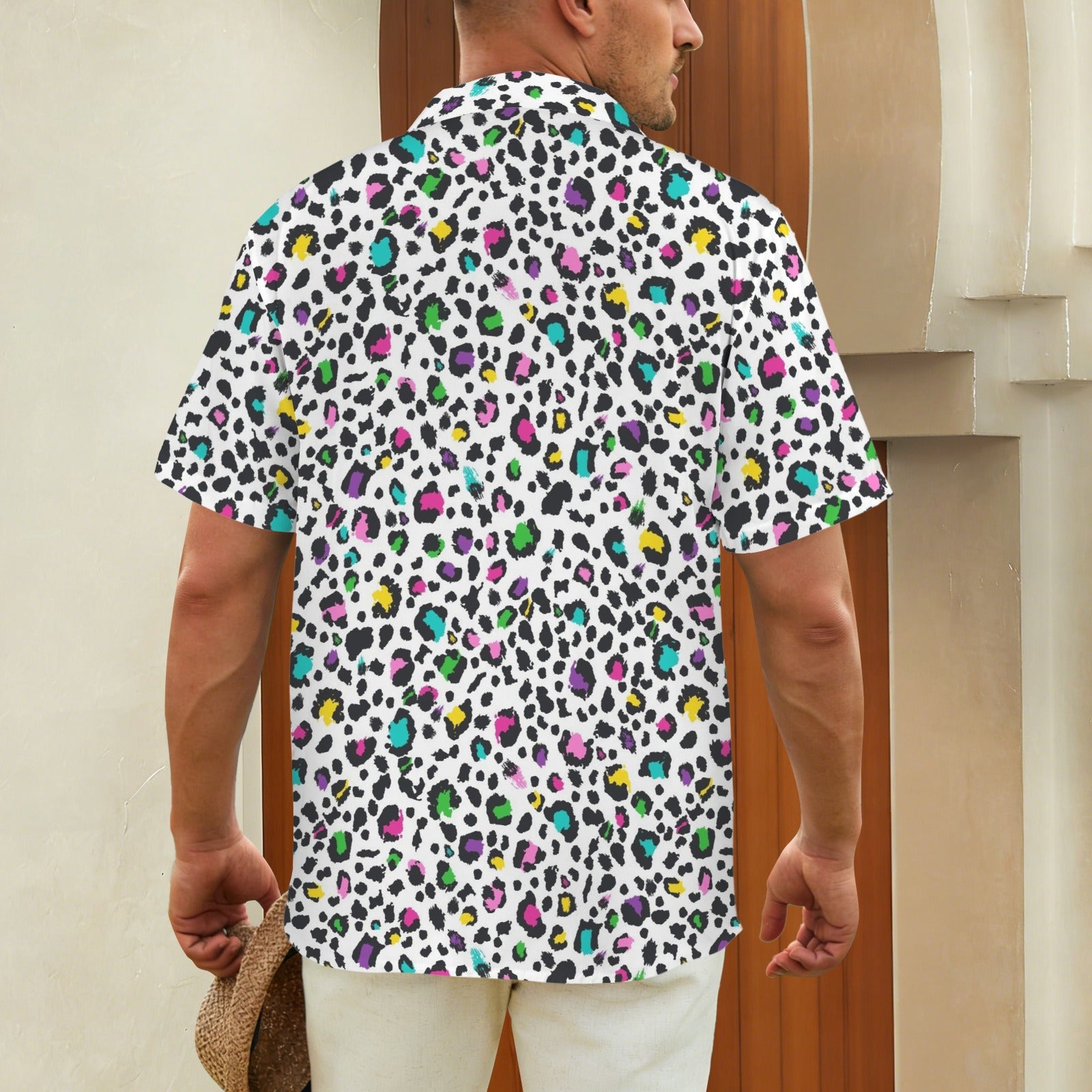 Animal Print In Colour Men's Short Sleeve Hawaiian Shirt Men's Hawaiian Shirt (New) animal Printed Offshore