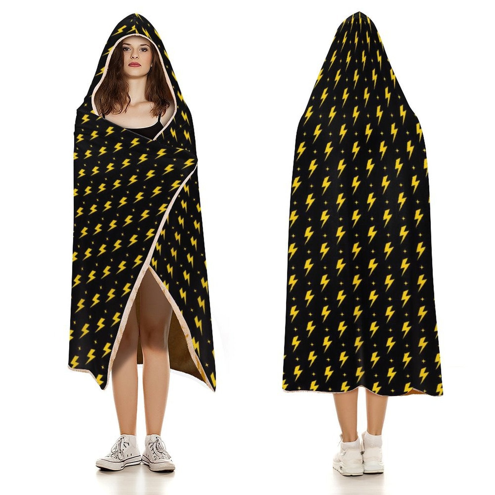 Yellow Lightning Kids Hooded Blanket 100cm x 130cm Kids Hooded Blanket comic Printed Offshore