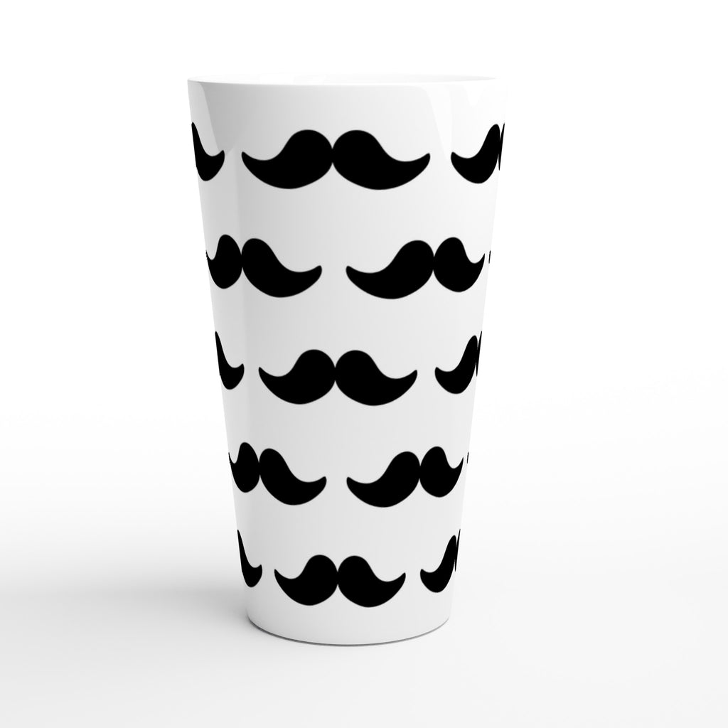 Moustache - White Latte 17oz Ceramic Mug Latte Mug Funny Globally Fulfilled