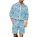 Dad Seagull Men's Lightweight Sun Hoodie & Shorts Set 4XL Men's Lightweight Sun Hoodie & Shorts animal Dad Printed Offshore