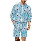 Dad Seagull Men's Lightweight Sun Hoodie & Shorts Set 4XL Men's Lightweight Sun Hoodie & Shorts animal Dad Printed Offshore