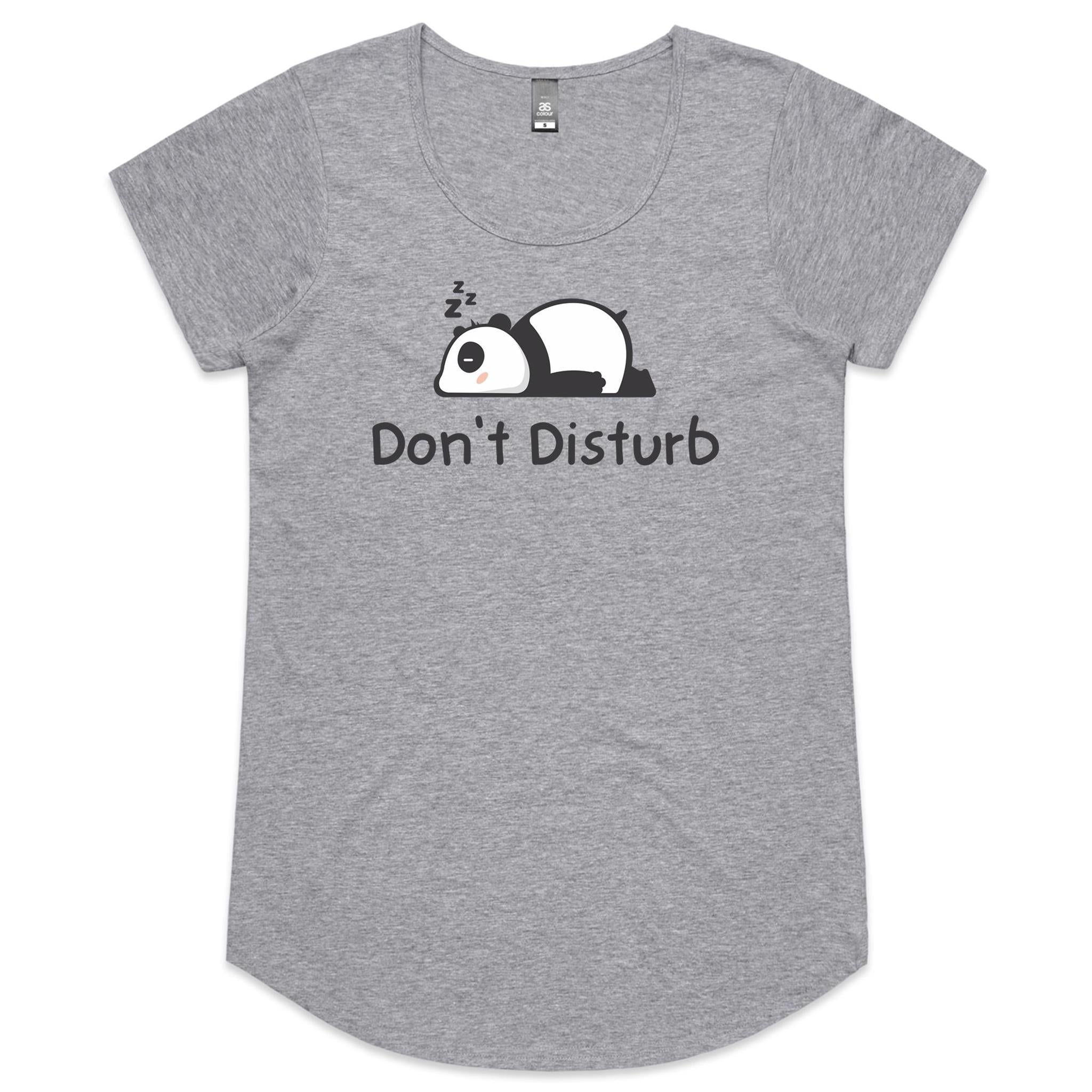 Panda, Don't Disturb - Womens Scoop Neck T-Shirt Grey Marle Womens Scoop Neck T-shirt animal Printed In Australia