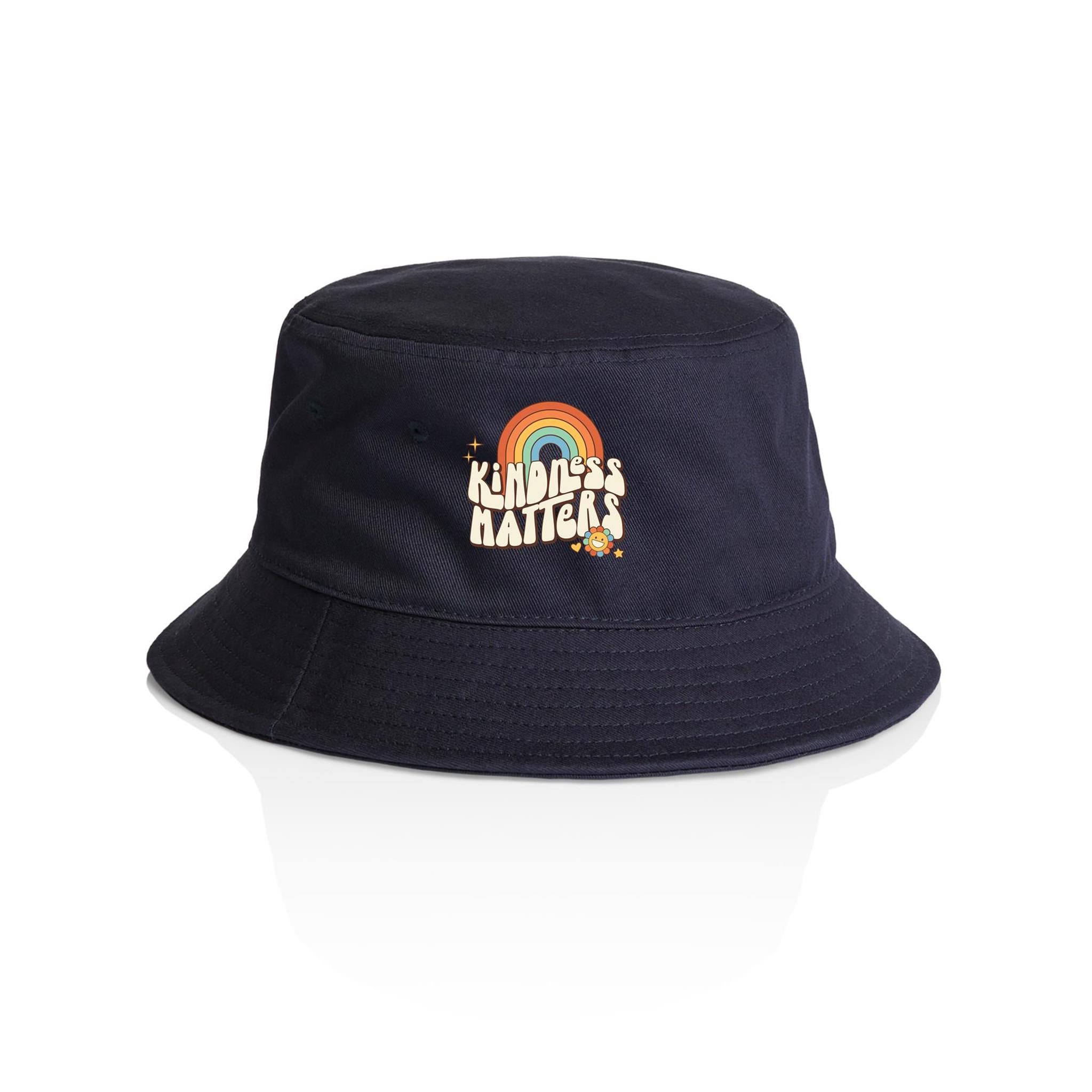 Kindness Matters - AS Colour Bucket Hat Navy One Size As Colour Bucket Hat Kindness Printed In Australia